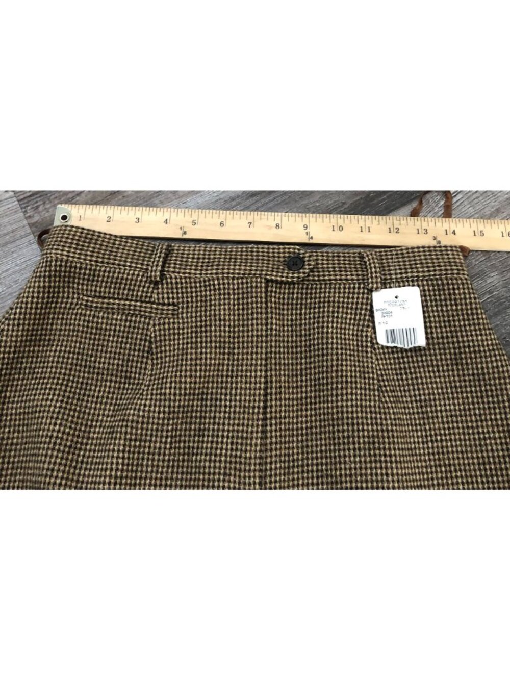 Vintage Lauren Ralph Lauren Size 10 Brown Hounds Tooth Wool Pencil Skirt New w T - Picture 5 of 8